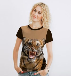 Женская футболка Тигр рычит