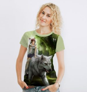 Женская футболка Принцесса Мононоке на волке